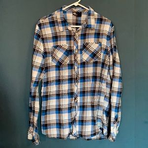 Rusty Blue, White, & Black Plaid Flannel.